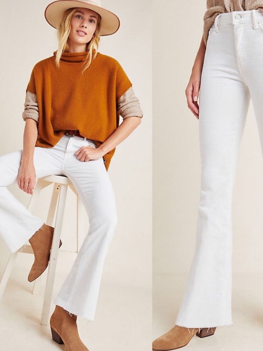 Mother Jeans The Weekender Fray Corduroy Ribbed In Hopscotch Chalk White